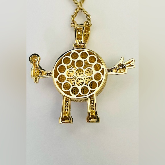14k Gold Fill Ad Icons Necklace Pendant w/VVS CZs & Black Diamond Simulant Gems - Picture 2 of 4